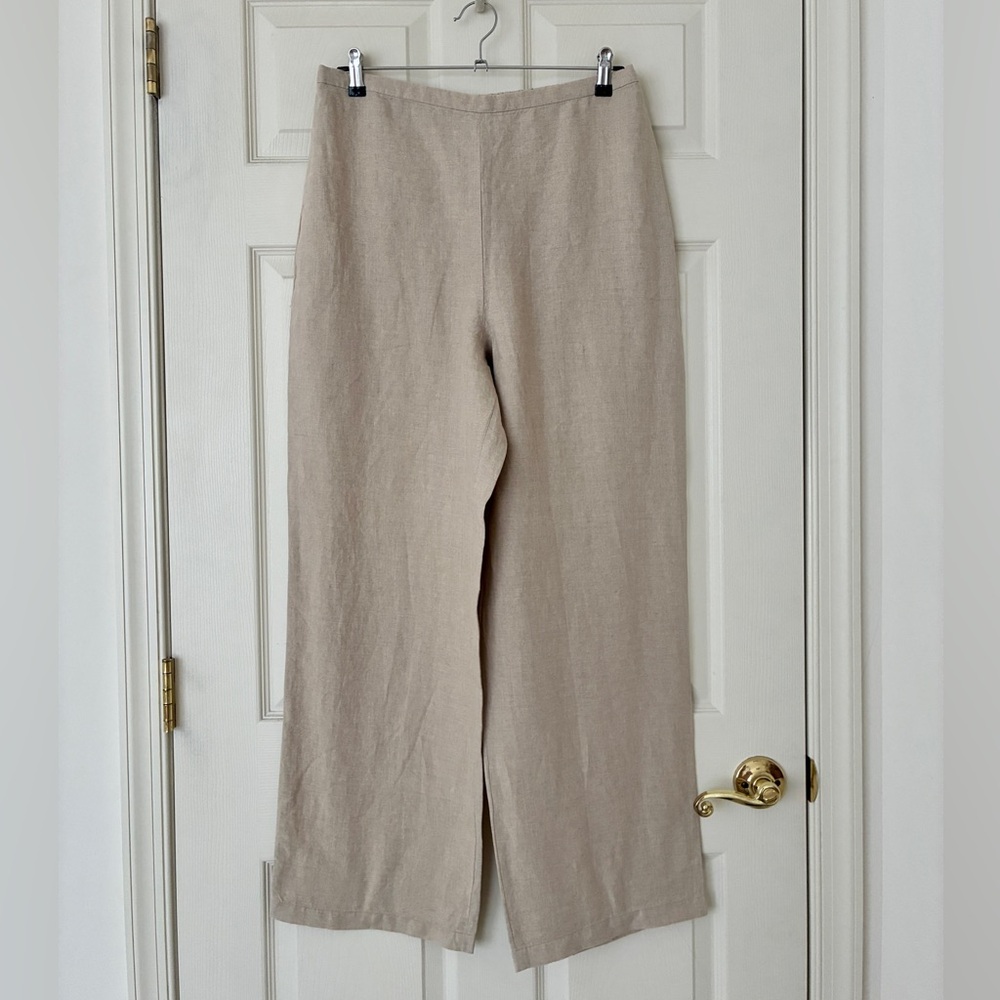 NWOT Eddie Bauer Linen Relaxed Fit Side-Zip Women’s Pants Beige Size 14